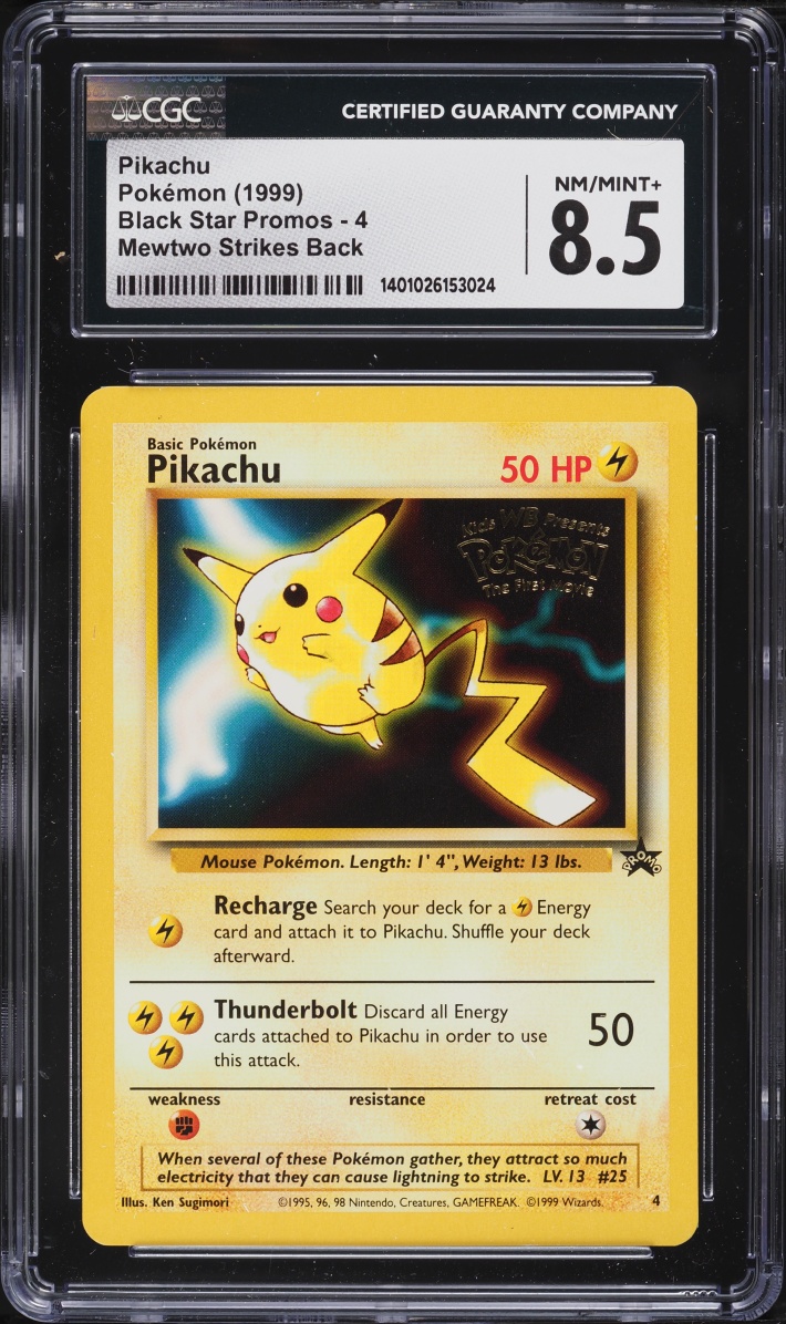 1999 Pokemon Movie Black Star Promo Pikachu #4 CGC 8.5 NM-MT+