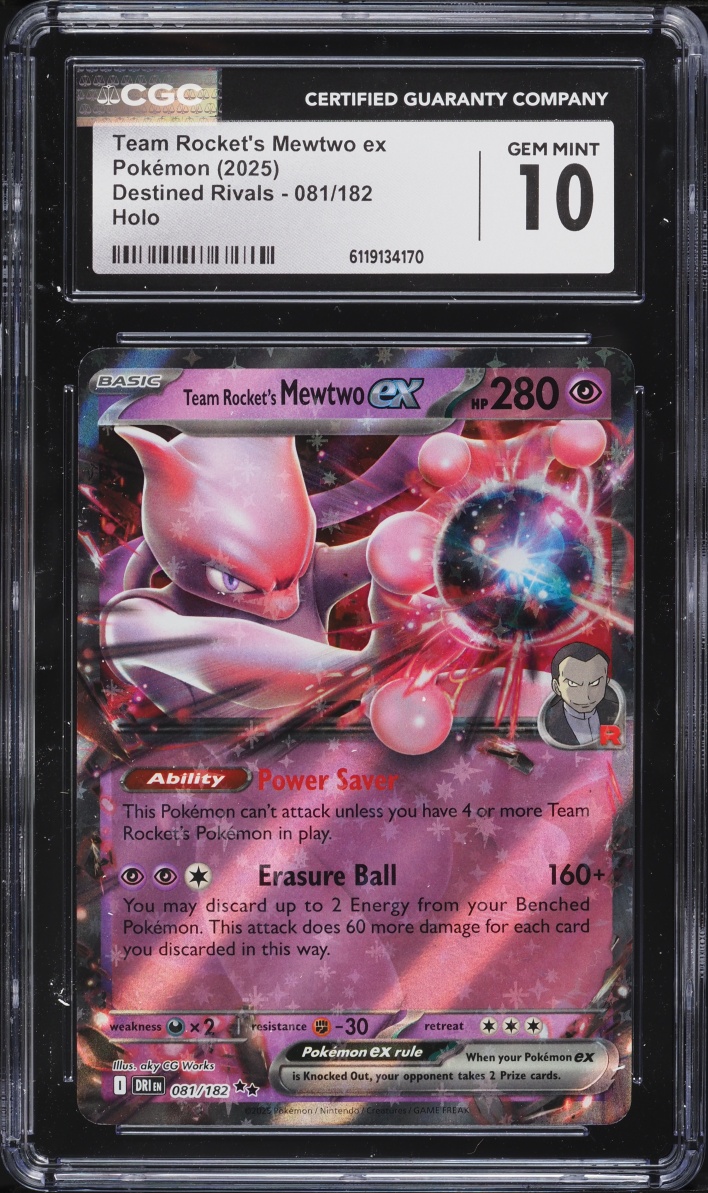 2025 Pokemon Scarlet & Violet Destined Rivals Holo Team Rocket's Mewtwo Ex #81 CGC 10 GEM MINT