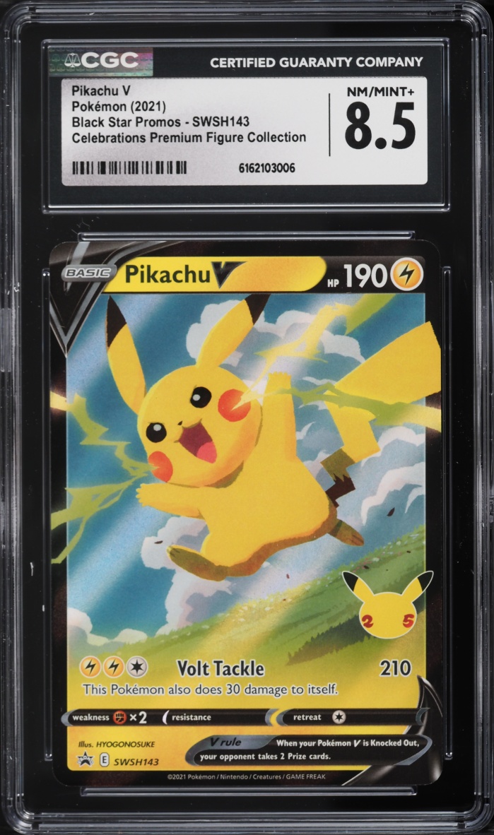 2021 Pokemon Sword & Shield Promo Celebrations Premium Pikachu V #SWSH143 CGC 8.5 NM-MT+
