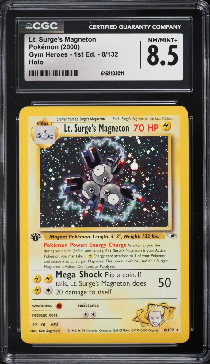 2000 Pokemon Gym Heroes 1st Edition Holo Lt. Surge's Magneton #8 CGC 8.5 NM-MT+
