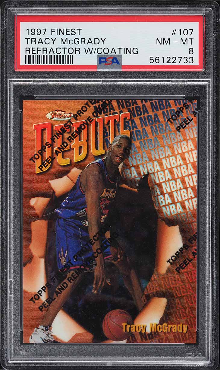 1997 Finest Refractor w/ Coating Tracy McGrady ROOKIE #107 PSA 8 NM-MT