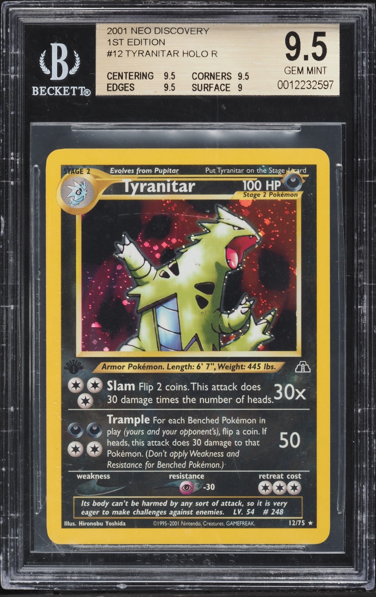 2001 Pokemon Neo Discovery 1st Edition Holo Tyranitar #12 BGS 9.5 GEM MINT