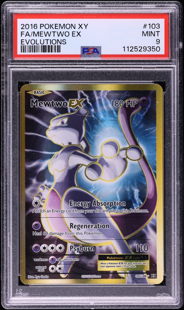 2016 Pokemon XY Evolutions Full Art Mewtwo EX #103 PSA 9 MINT