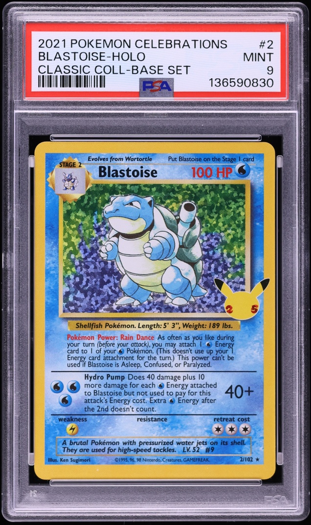 2021 Pokemon Sword & Shield Celebrations Classic Collection Holo Blastoise #2 PSA 9 MINT