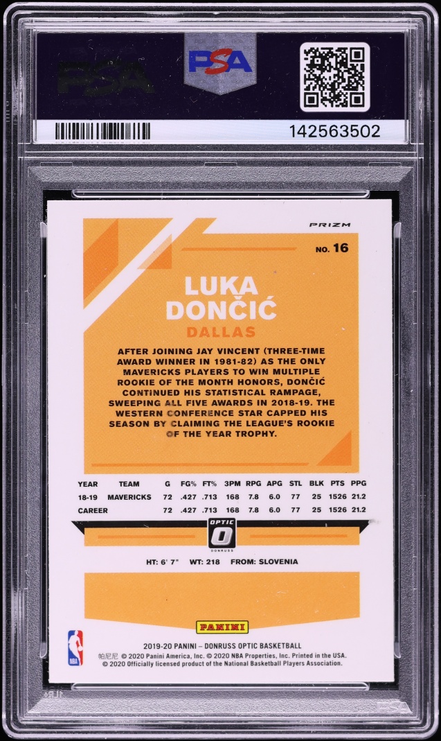 2019 Donruss Optic Fanatics Luka Doncic #16 PSA 9 MINT