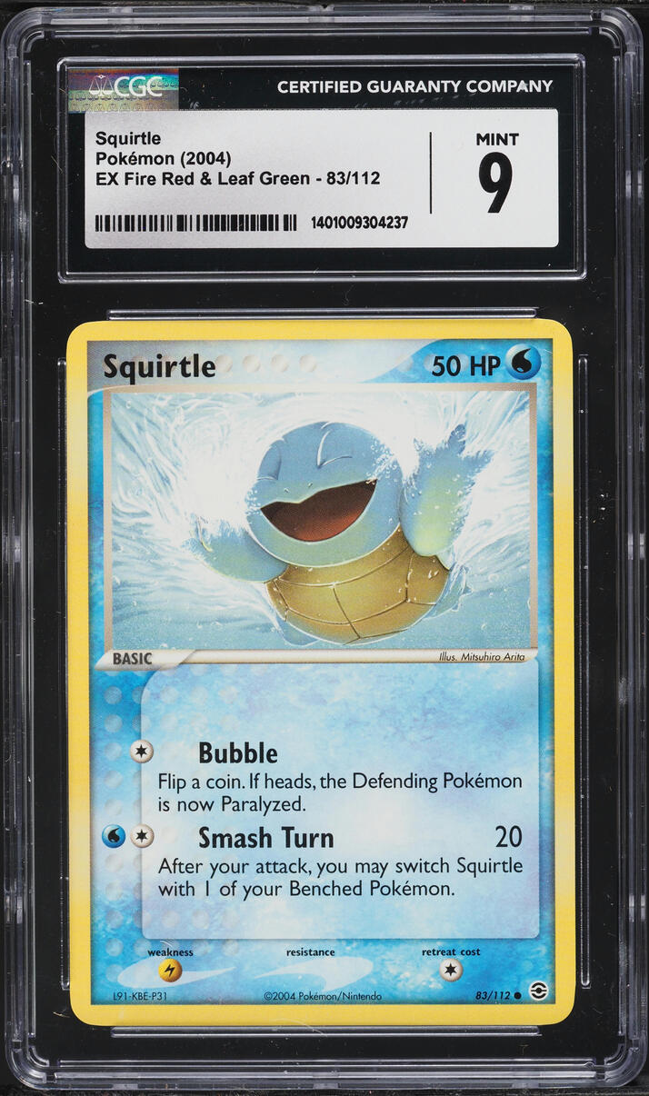 2004 Pokemon EX Fire Red & Leaf Green Squirtle #83 CGC 9 MINT