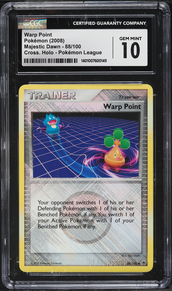 2008 Pokemon Diamond & Pearl Majestic Dawn League Crosshatch Holo Warp Point #88 CGC 10 GEM