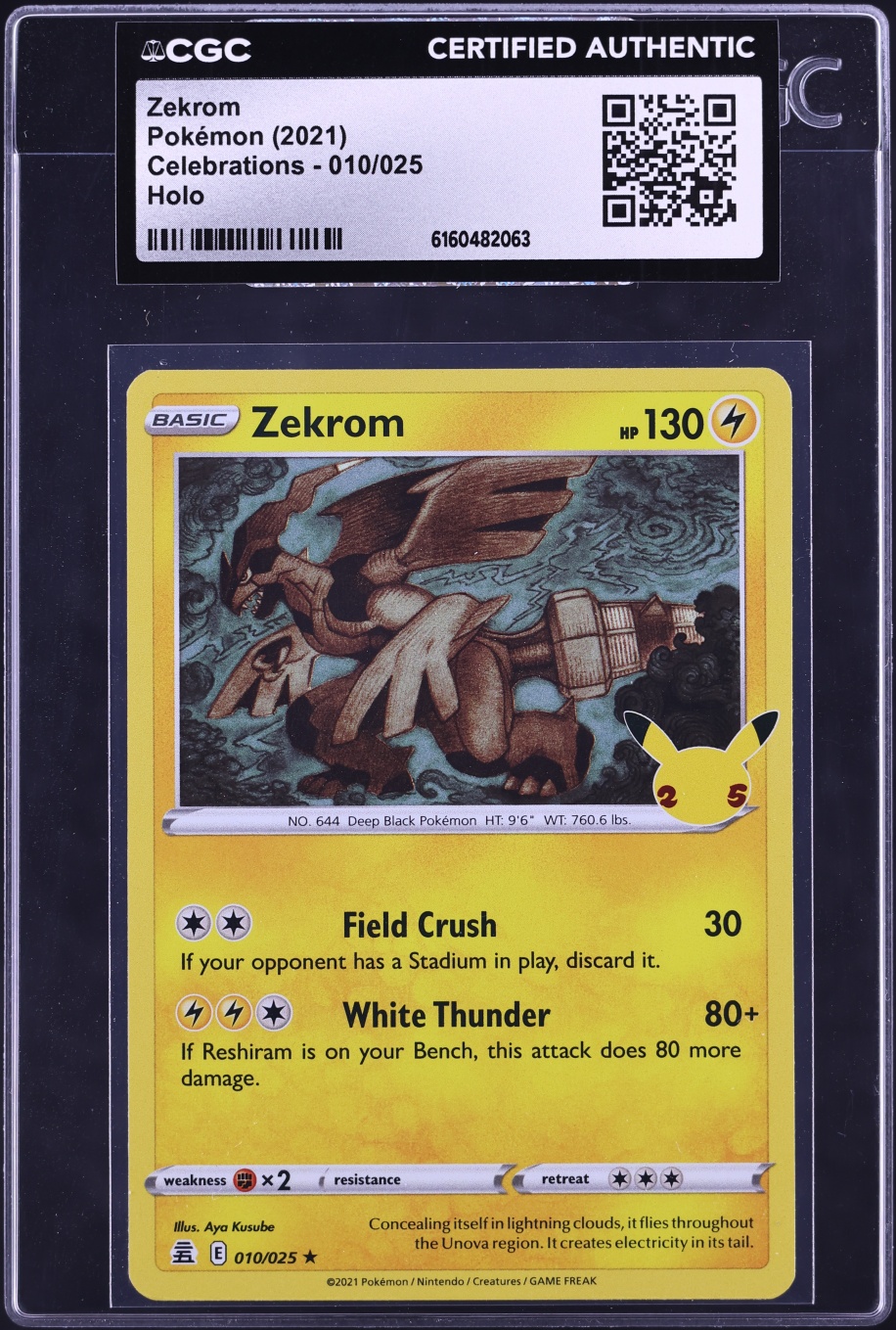 2021 Pokemon Sword & Shield Celebrations Holo Zekrom #10 CGC AUTH