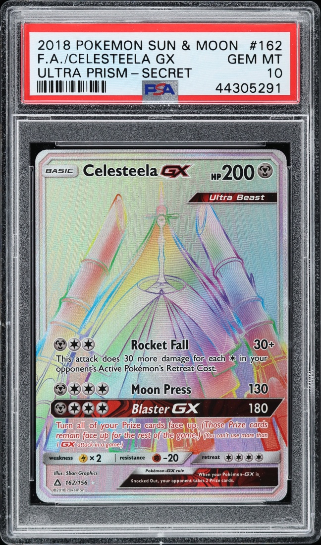 2018 Pokemon Sun & Moon Ultra Prism Rainbow Rare Celesteela GX #162 PSA 10 GEM MINT