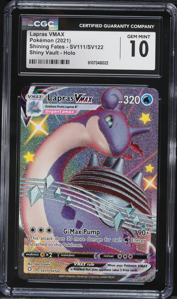 2021 Pokemon Sword & Shield Shining Fates Vault Full Art Lapras VMAX #SV111 CGC 10 GEM MINT
