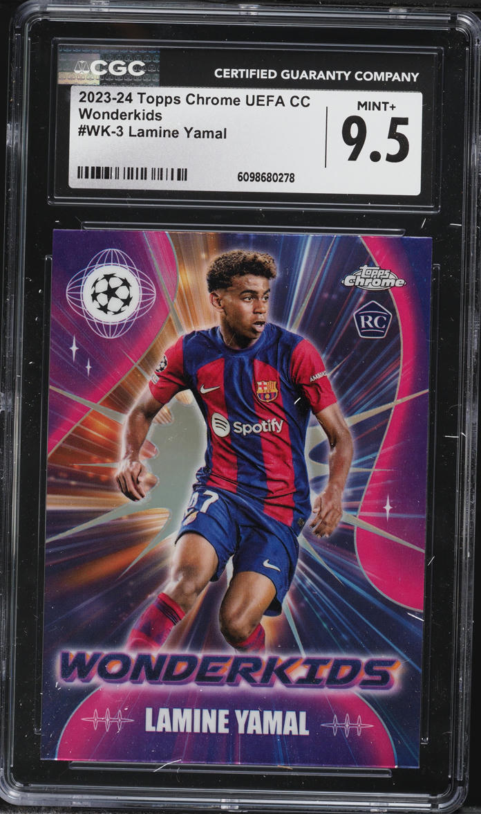 2023 Topps Chrome UEFA Club Competitions Wonderkids Lamine Yamal ROOKIE #WK-3 CGC 9.5 MINT+