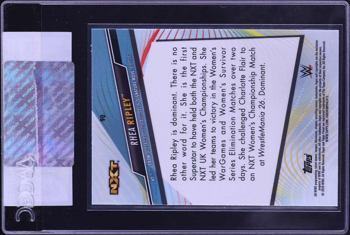 2020 Finest WWE Rhea Ripley ROOKIE #90 CGC AUTH