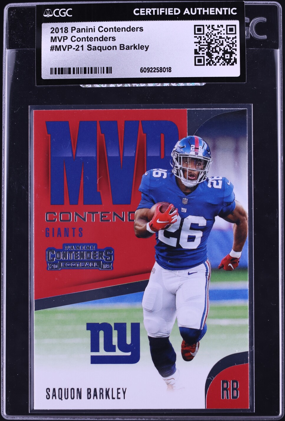 2018 Panini Contenders MVP Saquon Barkley #MVP-21 CGC AUTH