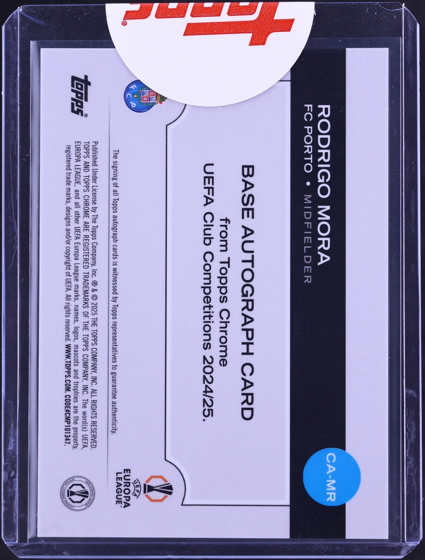 2024 Topps Chrome UEFA Club Competitions Gold Lava Refractor Rodrigo Mora ROOKIE AUTO /50 #CAMR - Photo 2