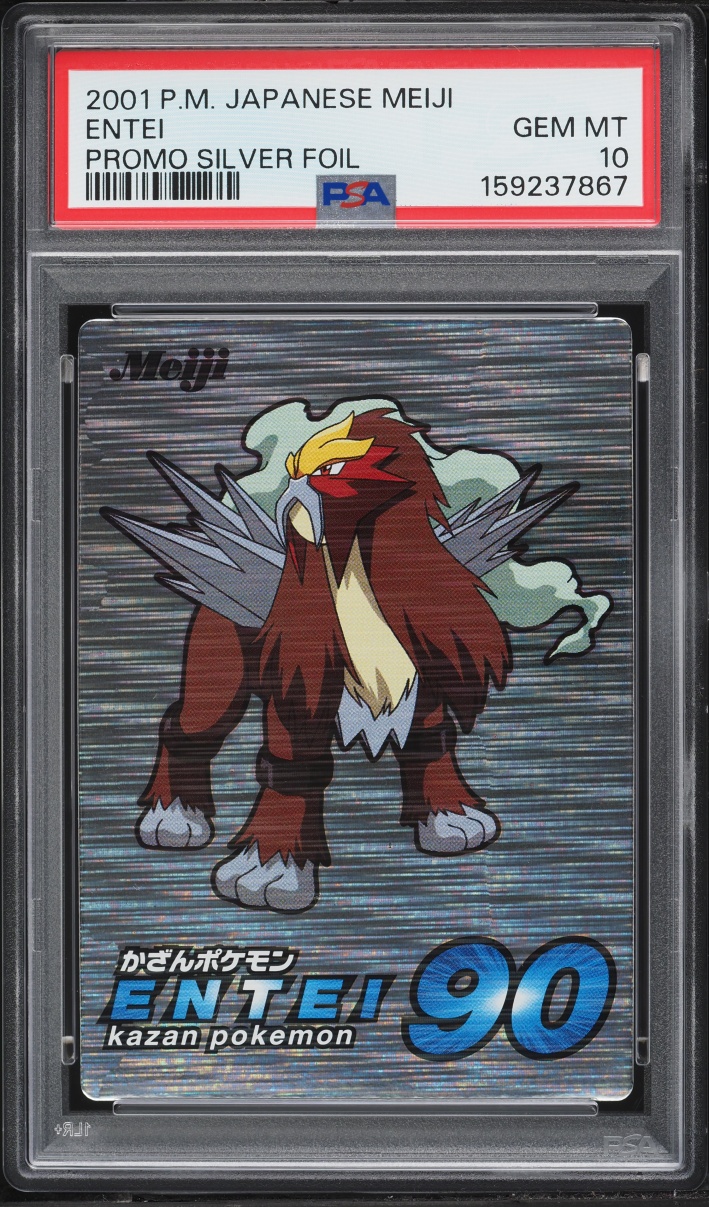 2001 Pokemon Japanese Meiji Promo Silver Foil Entei PSA 10 GEM MINT