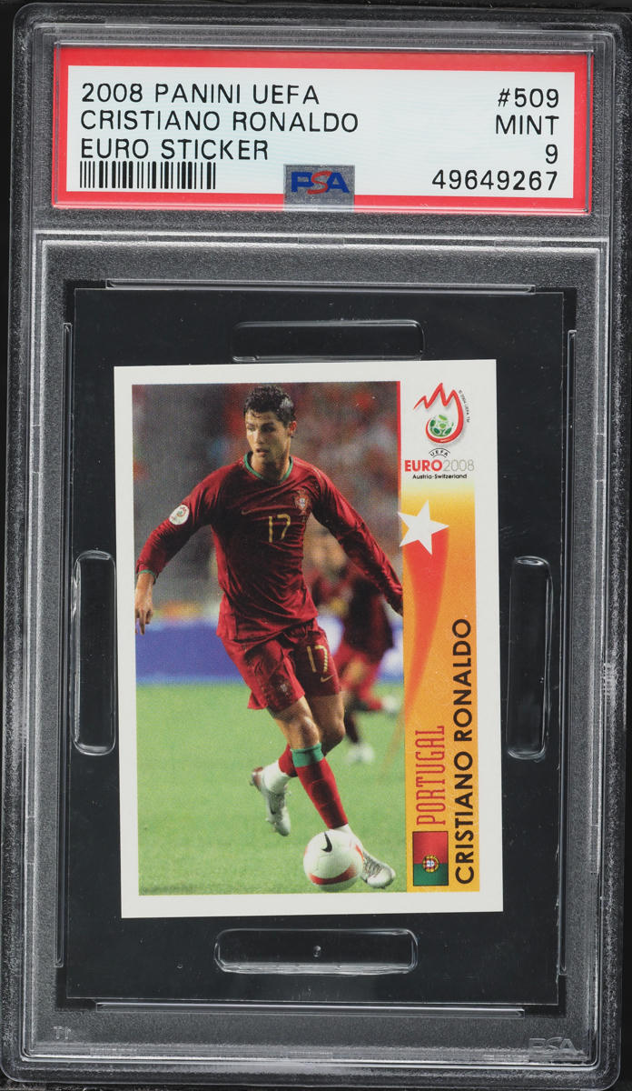 2008 Panini UEFA Euro Sticker Cristiano Ronaldo #509 PSA 9 MINT
