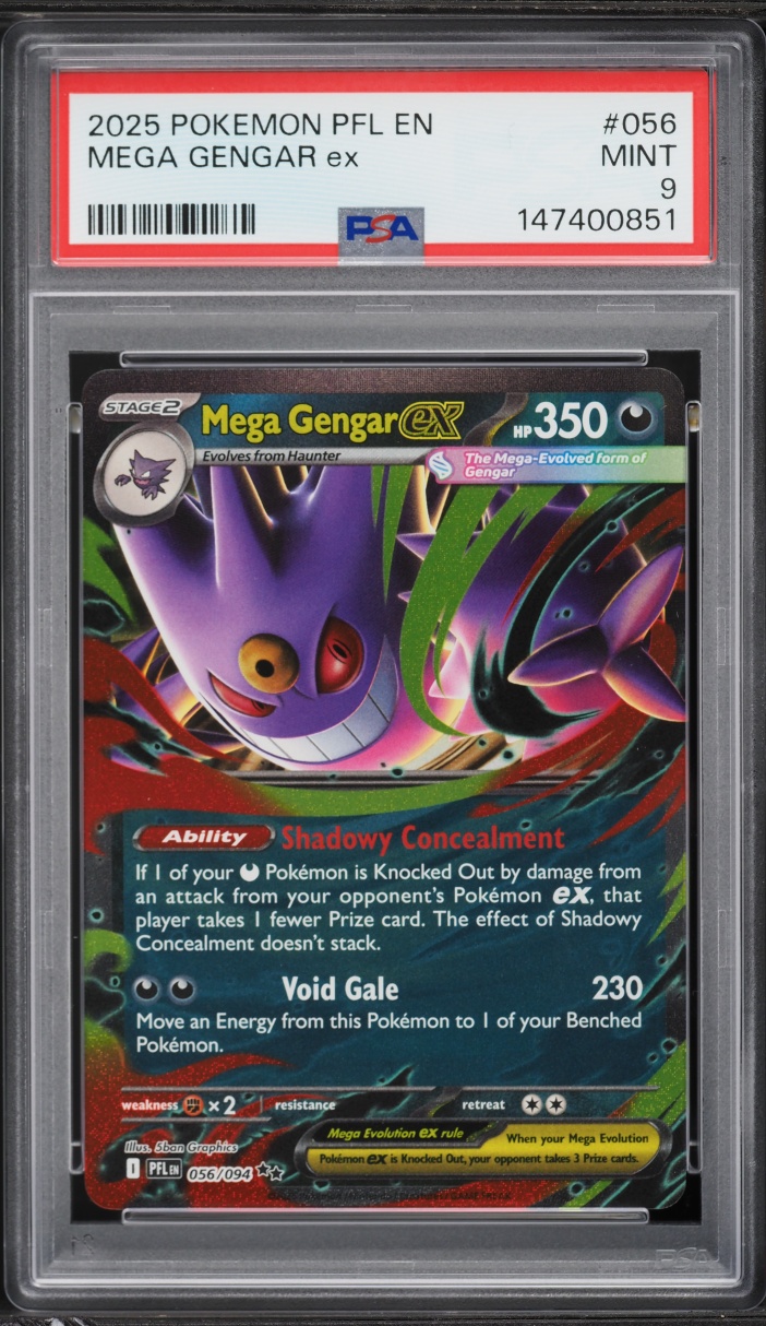 2025 Pokemon Mega Evolution Phantasmal Flames Holo Mega Gengar ex #56 PSA 9 MINT