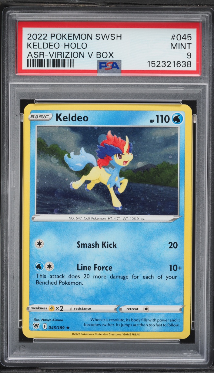 2022 Pokemon Sword & Shield Astral Radiance Virizion V Box Keldeo-Holo #045 PSA 9 MINT