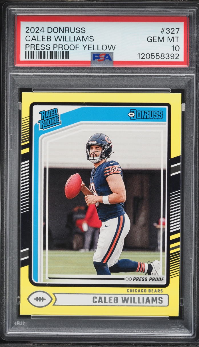 2024 Donruss Press Proof Yellow Caleb Williams ROOKIE #327 PSA 10 GEM MINT