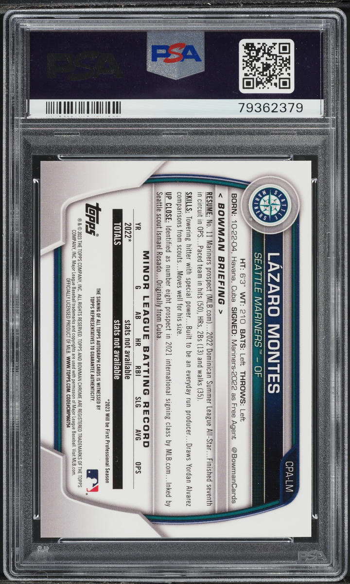 2023 Bowman Chrome Blue Crater Refractor Lazaro Montes PROSPECT AUTO /150 PSA 10
