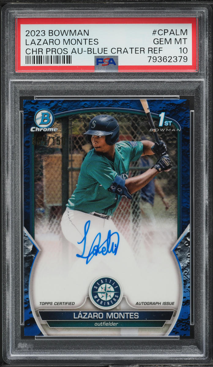 2023 Bowman Chrome Blue Crater Refractor Lazaro Montes PROSPECT AUTO /150 PSA 10