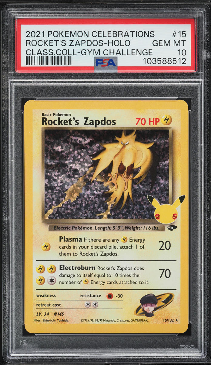 2021 Pokemon SWSH Celebrations Classic Holo Rocket's Zapdos #15 PSA 10 GEM MINT - Main Image