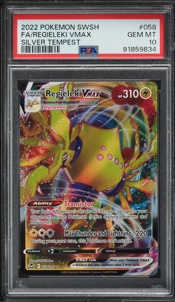 2022 Pokemon SWSH Silver Tempest Full Art Regieleki VMAX #58 PSA 10 GEM MINT