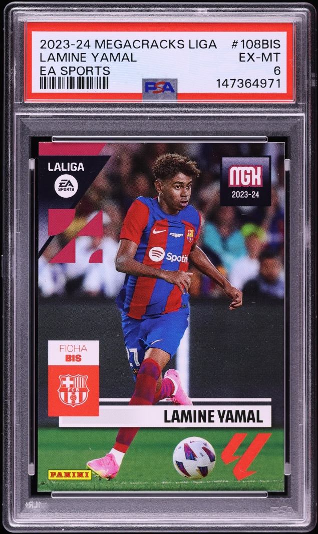2023 Panini Megacracks La Liga EA Sports Lamine Yamal ROOKIE #108BIS PSA 6 EXMT