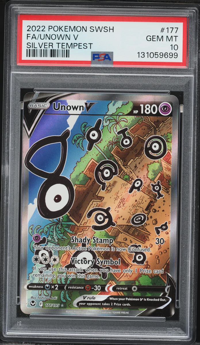 2022 Pokemon Sword & Shield Silver Tempest Full Art Unown V #177 PSA 10 GEM MINT