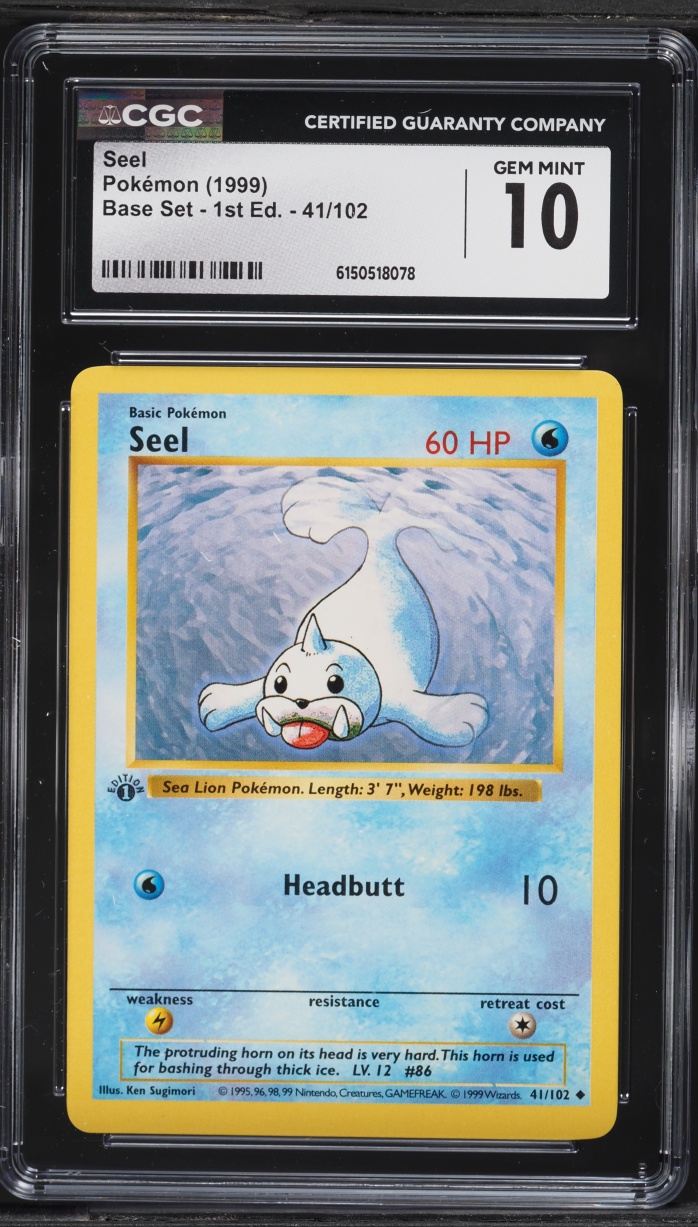 1999 Pokemon Base Set Shadowless 1st Edition Seel #41 CGC 10 GEM MINT