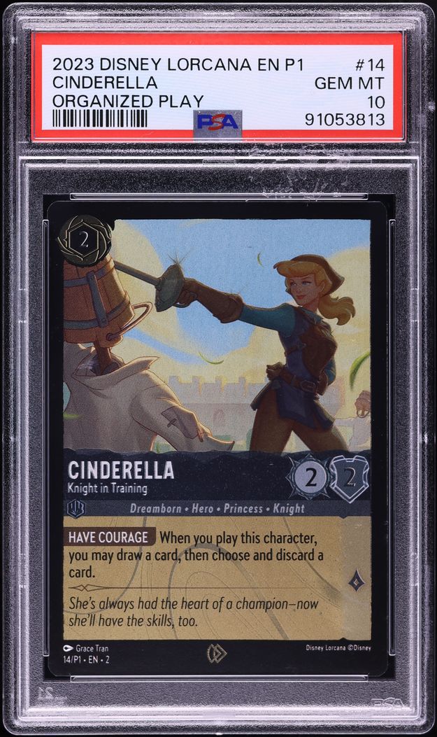 2023 Disney Lorcana Organized Play Promo Cinderella Knight In Training #14 PSA 10 GEM MINT