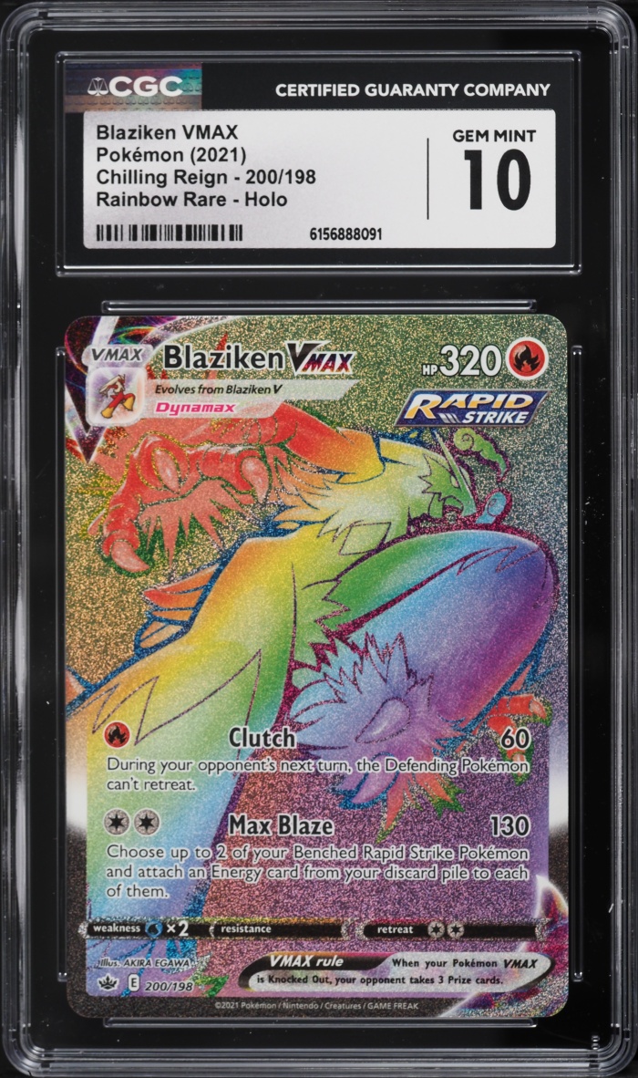 2021 Pokemon Sword & Shield Chilling Reign Rainbow Rare Blaziken VMAX #200 CGC 10 GEM MINT