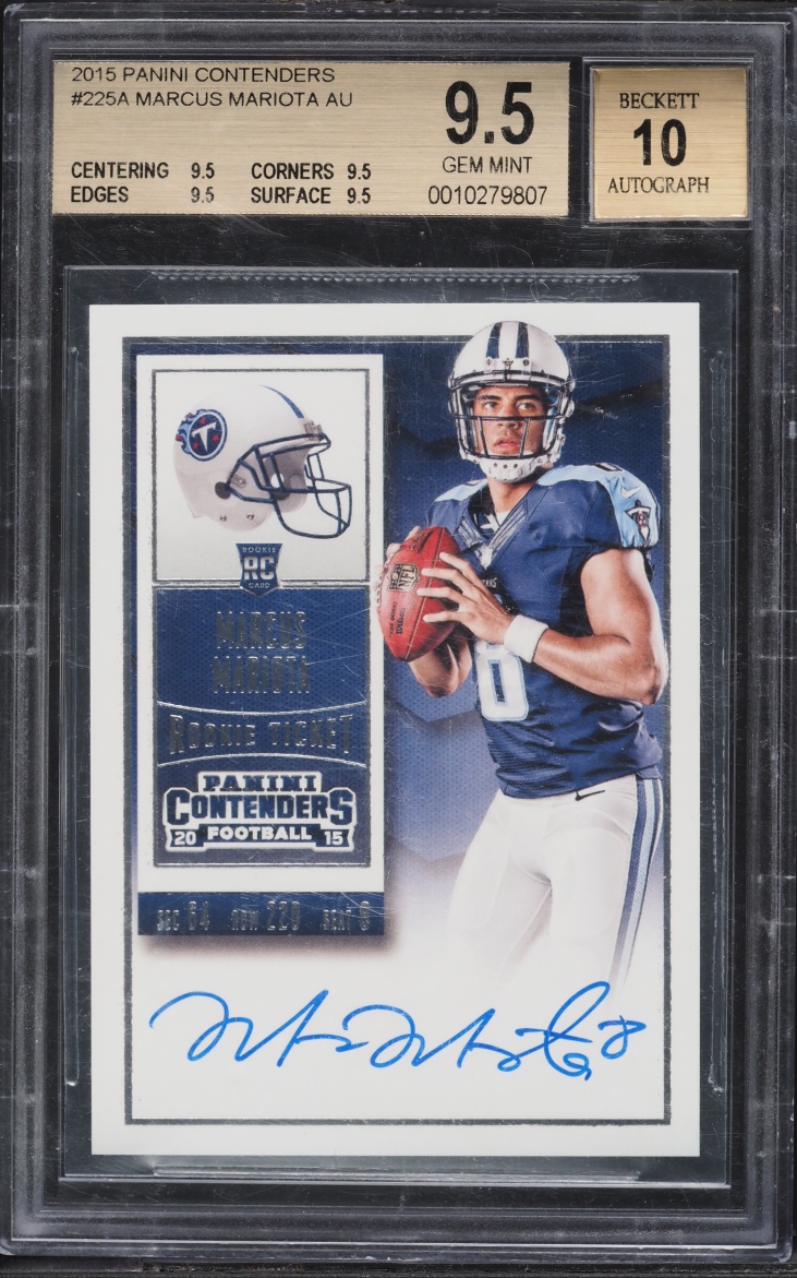 2015 Panini Contenders Marcus Mariota ROOKIE AUTO #225 BGS 9.5 GEM MINT