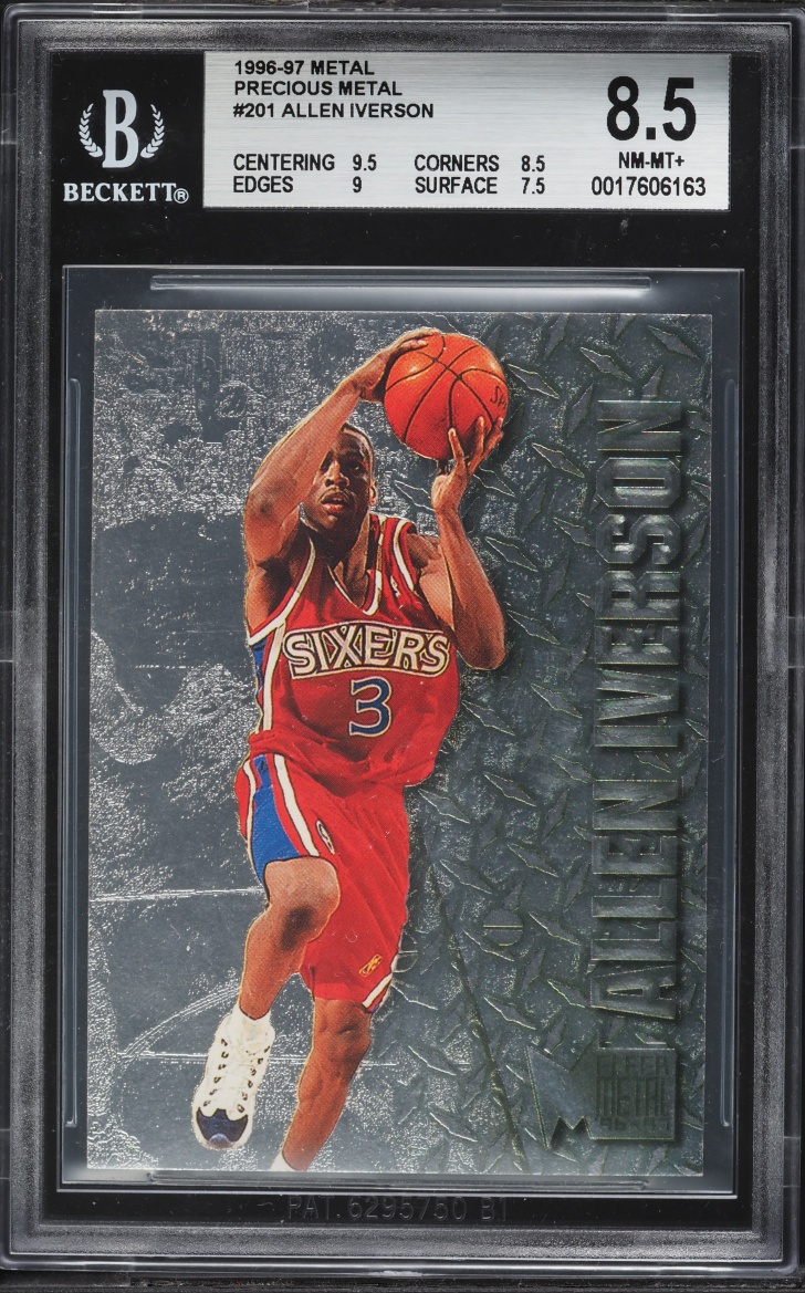 1996 Metal Precious Metal Allen Iverson ROOKIE #201 BGS 8.5 NM-MT+