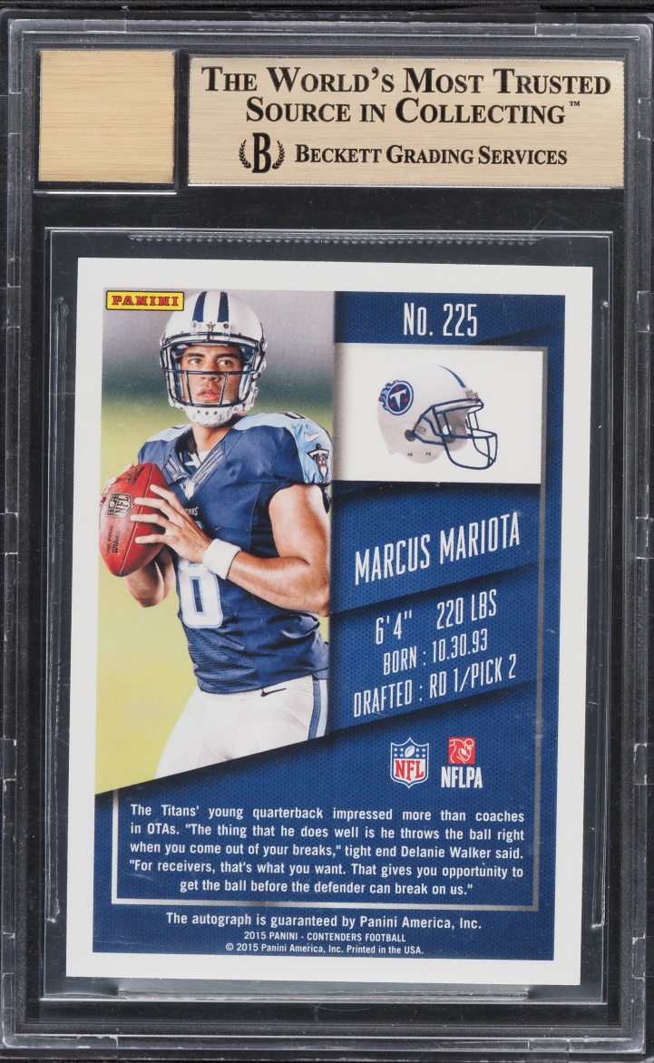2015 Panini Contenders Marcus Mariota ROOKIE AUTO #225 BGS 9.5 GEM MINT