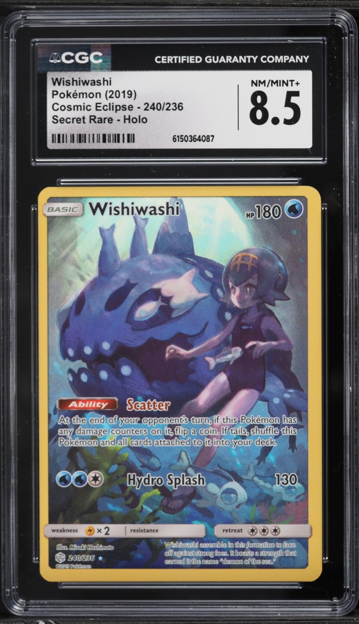 2019 Pokemon Sun & Moon Cosmic Eclipse SEC Wishiwashi #240 CGC 8.5 NM-MT+