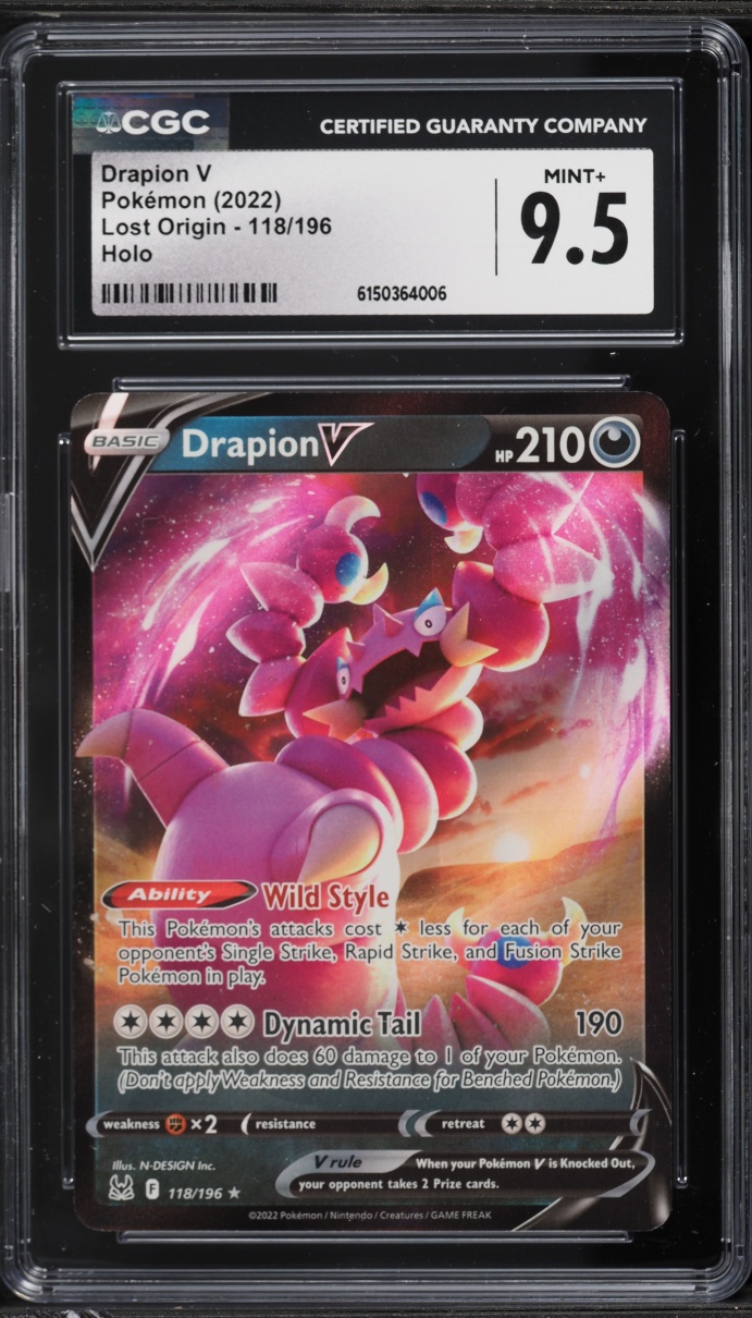 2022 Pokemon Sword & Shield Lost Origin Drapion V #118 CGC 9.5 MINT+