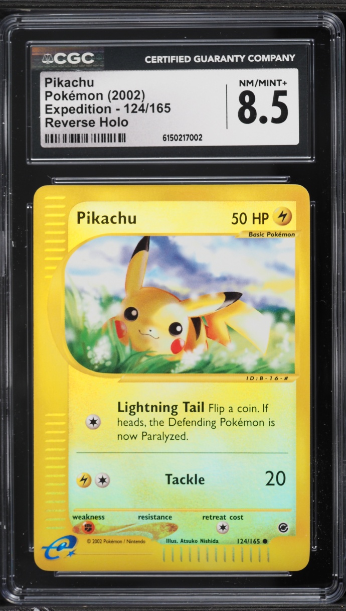 2002 Pokemon Expedition Reverse Holo Pikachu #124 CGC 8.5 NM-MT+