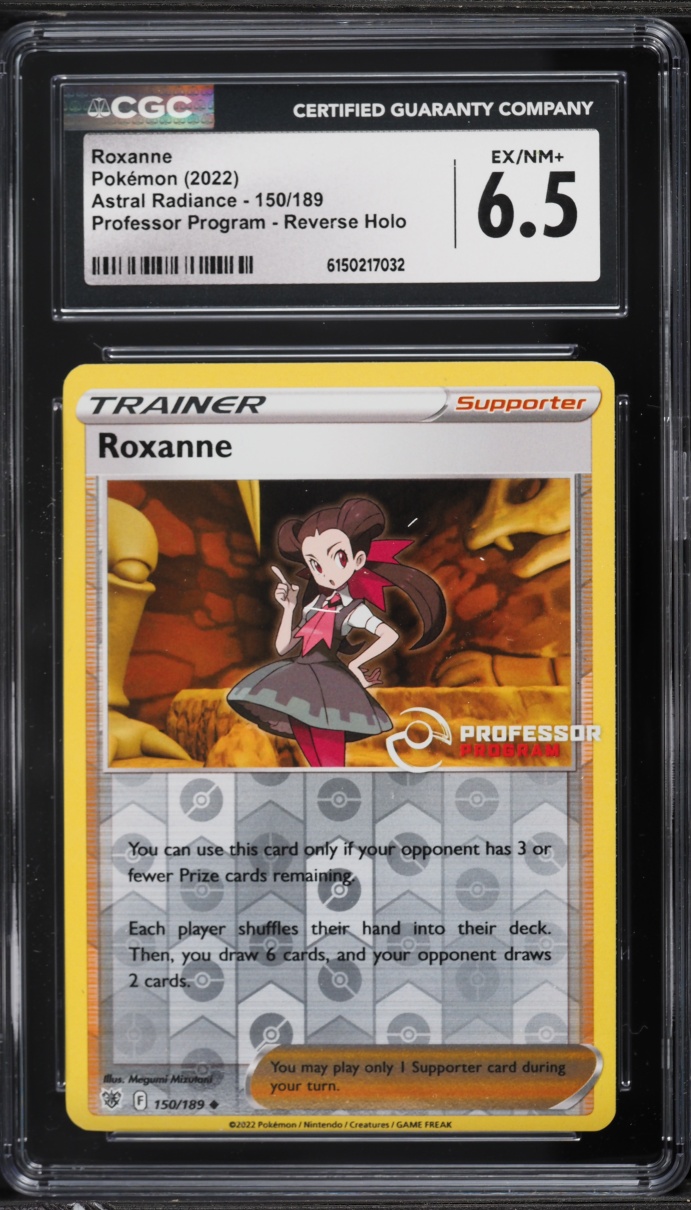 2022 Pokemon SWSH Astral Radiance Professor Program Reverse Holo Roxanne #150 CGC 6.5 EXMT+