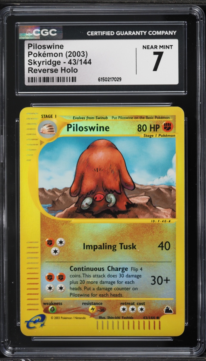2003 Pokemon Skyridge Reverse Holo Piloswine #43 CGC 7 NRMT