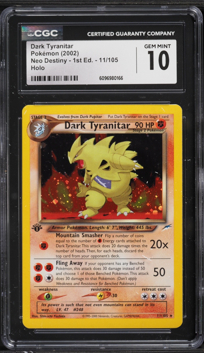 2002 Pokemon Neo Destiny 1st Edition Holo Dark Tyranitar #11 CGC 10 GEM MINT - Photo 1