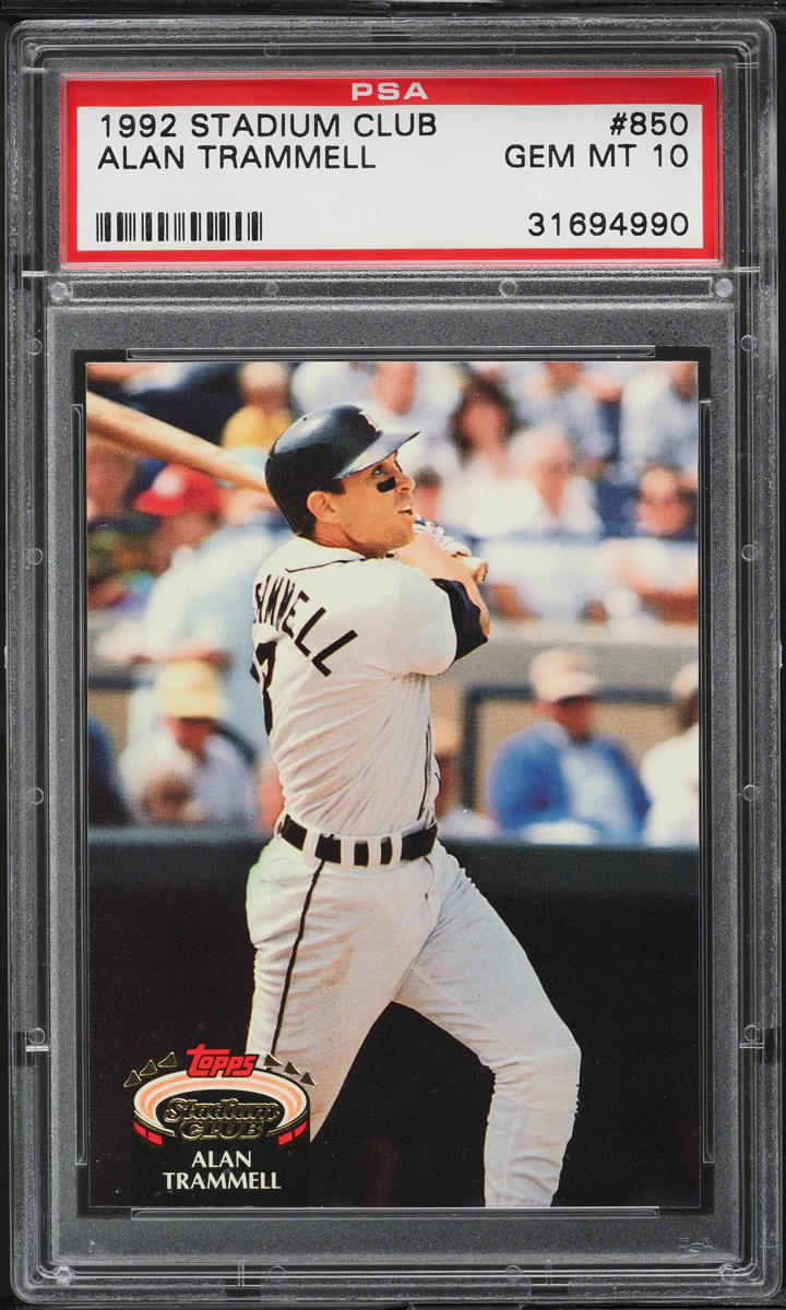 1992 Stadium Club Alan Trammell #850 PSA 10 GEM MINT