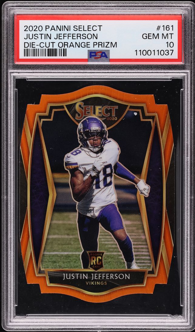 2020 Select Premier Level Orange Prizm Die-Cut Justin Jefferson ROOKIE #161 PSA 10 GEM MINT