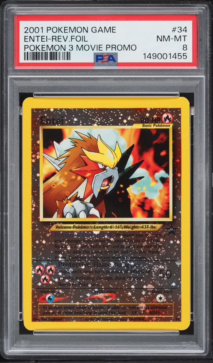 2001 Pokemon Movie 3 Promo Reverse Holo Entei #34 PSA 8 NM-MT