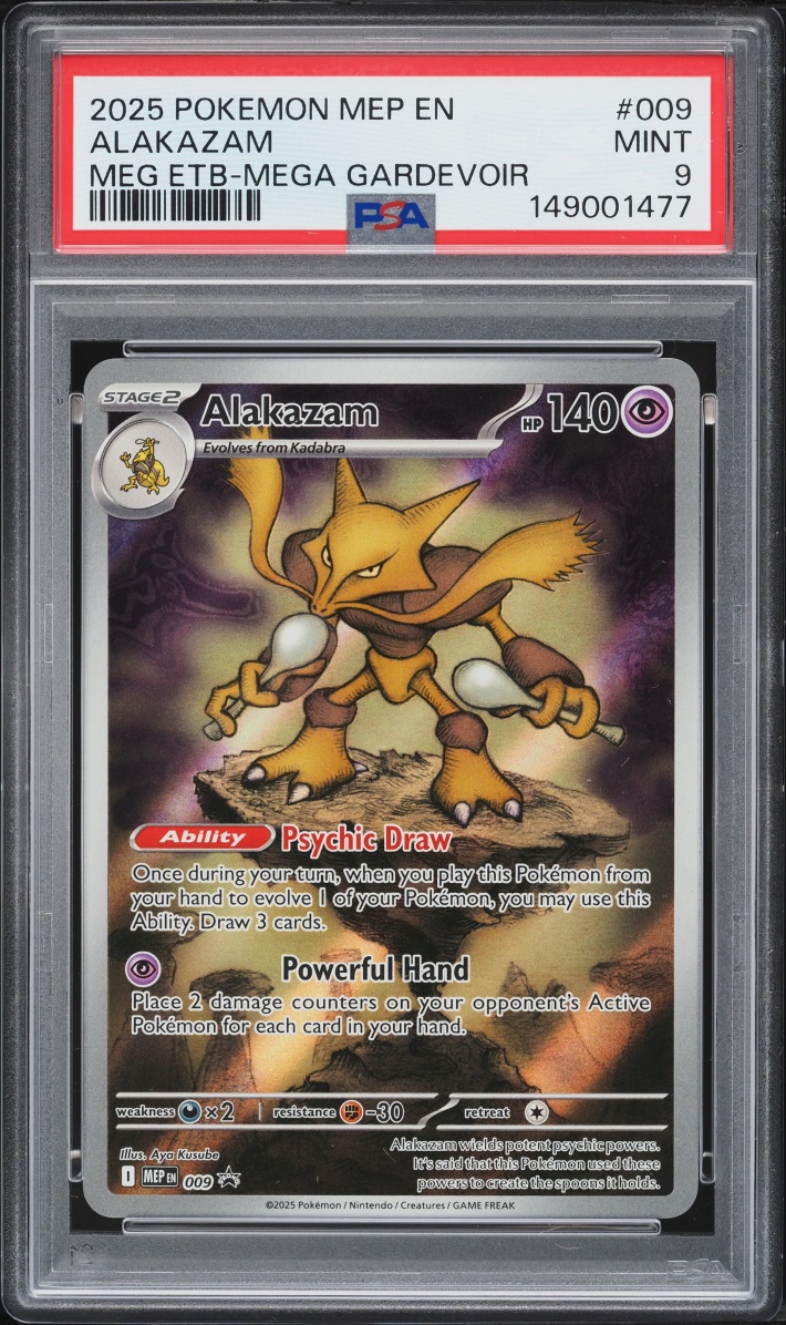 2025 Pokemon Mega Evolution Promo ETB Full Art Alakazam #9 PSA 9 MINT