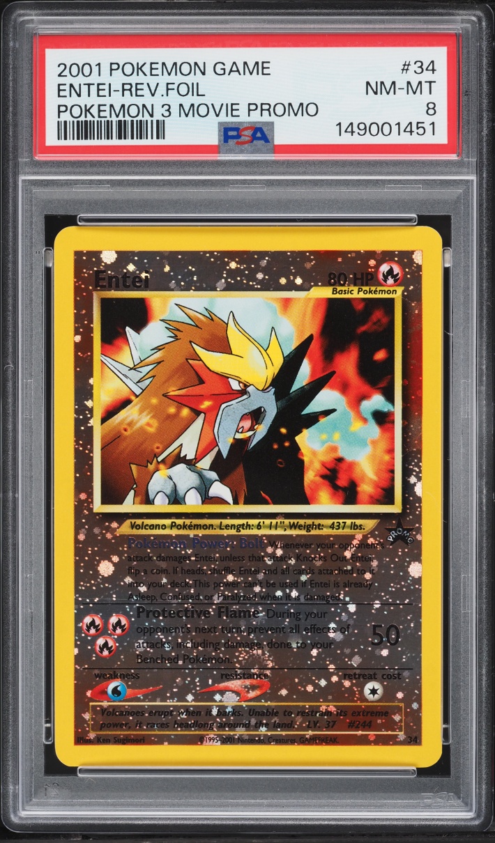 2001 Pokemon Movie 3 Promo Reverse Holo Entei #34 PSA 8 NM-MT