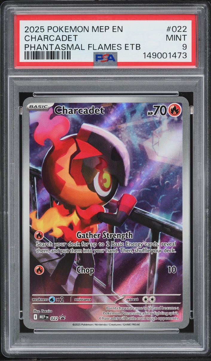 2025 Pokemon Mega Evolution Promo Phantasmal Flames ETB Full Art Charcadet #22 PSA 9 MINT
