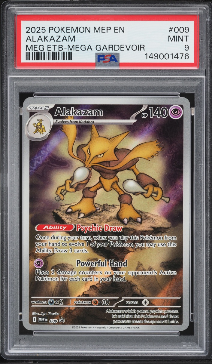 2025 Pokemon Mega Evolution Promo ETB Full Art Alakazam #9 PSA 9 MINT