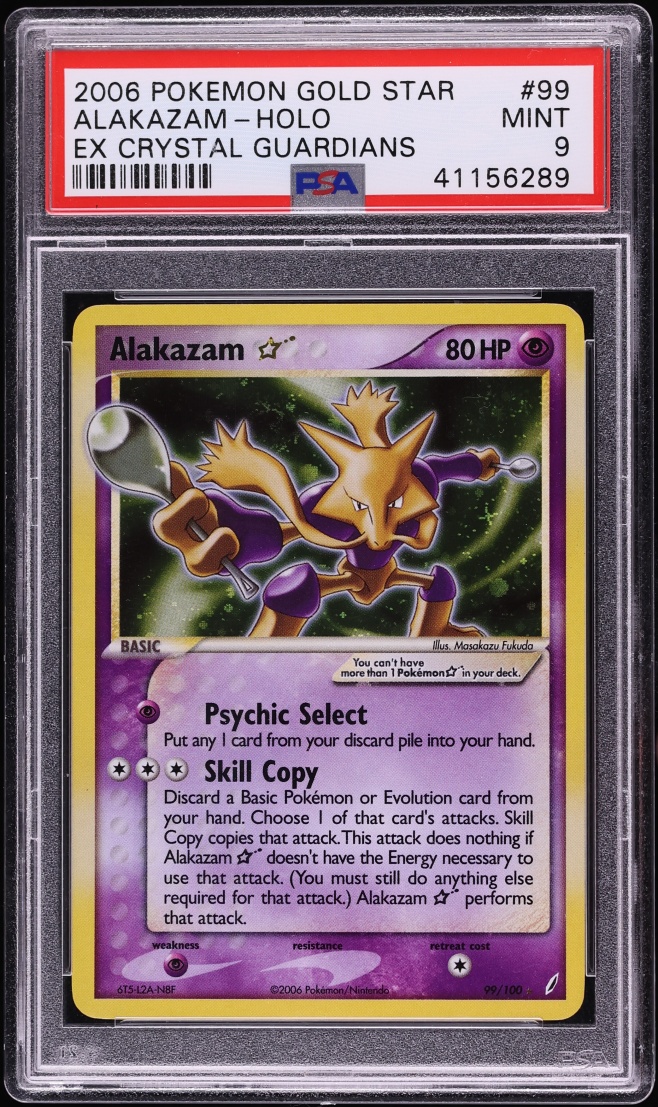 2006 Pokemon EX Crystal Guardians Holo Alakazam Gold Star #99 PSA 9 MINT