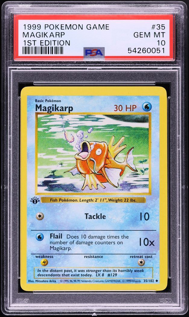 1999 Pokemon Base Set Shadowless 1st Edition Magikarp #35 PSA 10 GEM MINT
